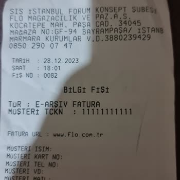 In Street Forum İstanbul Mağaza Yanlış Fatura Verdi