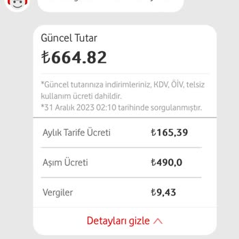 Vodafone Aşım Ücreti Şikayeti