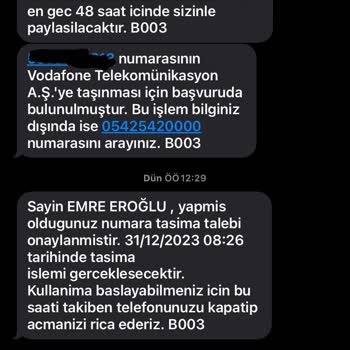 Bilgim Dışında Vodafone Taşındım