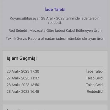 N11 İade Kabul Etmiyor