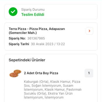 Terra Pizza Paramın İadesini Bekliyorum.