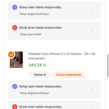 Madame Coco Hepsiburada'dan Aldığım Siparişlerin Eksikliği