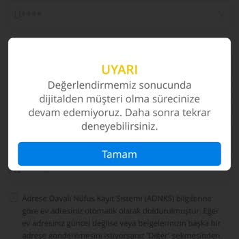 Denizbank Mobil Üzerinden Müşteri Olamıyorum