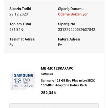 İtopya Bilgisayar İtopya'dan Micro SD Kart Aldım. Ödemesini Yaptım Ama Ödeme Bekleniyor.