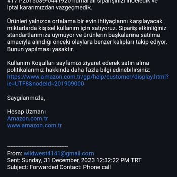 Amazon Ürün Satmama Politikası Ve Aşağılayıcı Maili