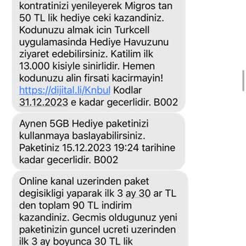 Turkcell Hediye Kuponumu SMS Olarak Göndermedi