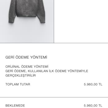 Zara İademi Onaylamadan Bekletiyor