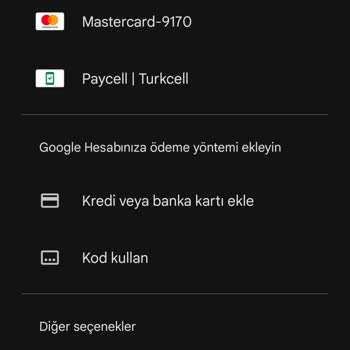 Google Play Store'a Ödeme Yapmıyor Kartıma