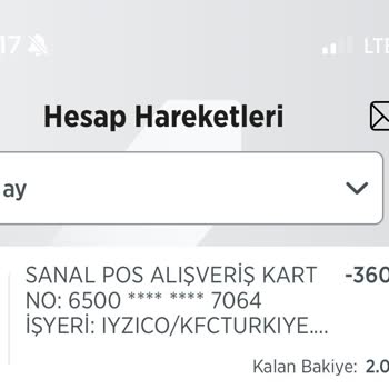 KFC Paramı Çekti Fakat Siparişimi Oluşturmadı