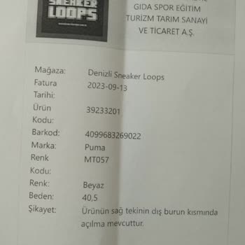 Denizli Teras Park AVM Sneaker Loops Mğz. Puma Ayakkabıda Deforme