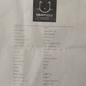 Denizli Teras Park AVM Sneaker Loops Mğz. Puma Ayakkabıda Deforme