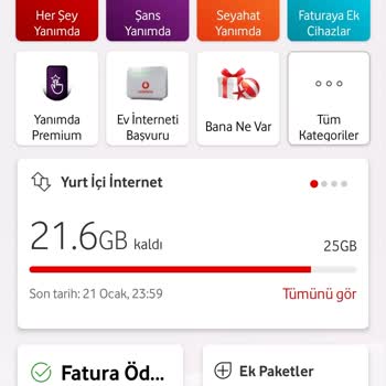 Vodafone 25 GB Net Paketimden Önce 3 GB Ek Neti Bitirip Aşım Ücreti Ödüyorum