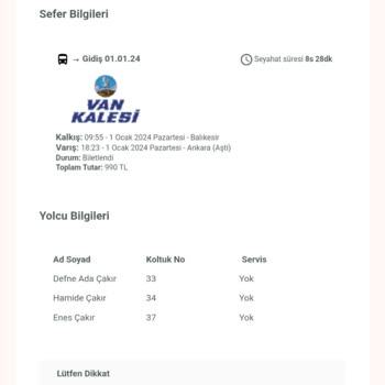 Van Kalesi Turizm Van Kalesi Otobüs Firması Sorumsuzluğu Mağduriyet