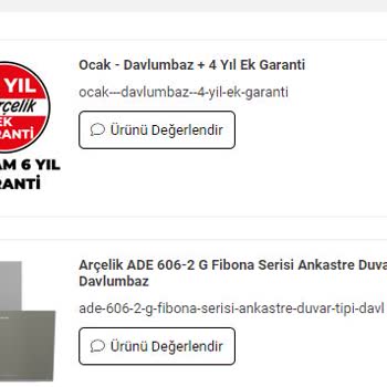 Arçelik Ade 606-2 G Fibona Serisi Ankastre Duvar Tipi Davlumbaz