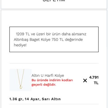 Altınbaş İndirim Çekinin Ve Online Özel İndirimin Kullanılamaması