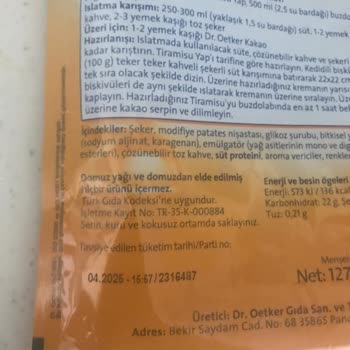 Dr. Oetker Tiramisu Yap Acı-asitli Koku Tat