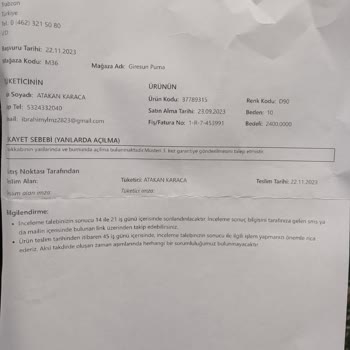 Puma Ürününe Sahip Çıkmadı