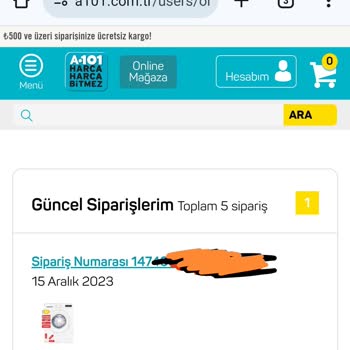 A101 Online Ürün Teslimatı Yapılmadı!