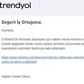 Trendyol Hakem Heyeti Kararını Uygulamıyor.