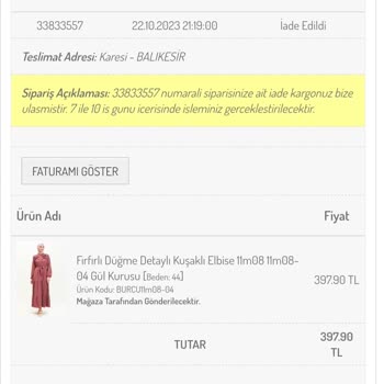 Sefamerve Alışveriş Sitesinde İade Süreci Sorunları