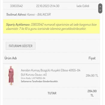 Sefamerve Alışveriş Sitesinde İade Süreci Sorunları