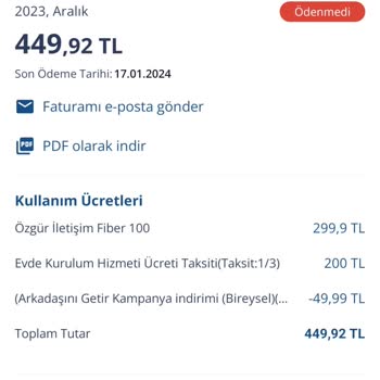 TurkNet Hizmet Başlamadan Fatura Şoku