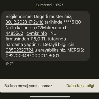 Cv.maker.com İzinsiz Şekilde Kartımdan Para Çekti.