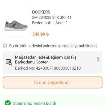 FLO Dockers Hatalı Ürün