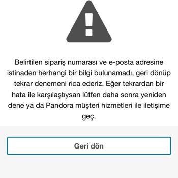 Pandora Mücevher Pandora İade Oluşturamıyorum
