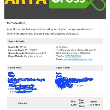Arya Gross Satın Aldığınız Ürünü Teslim Etmiyor.