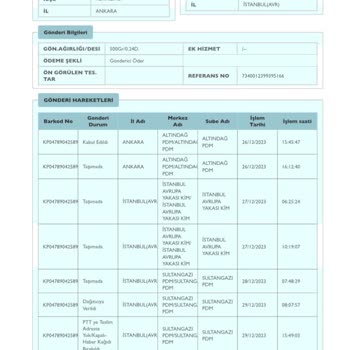 PTT Kargo Gaziosmanpaşa Adrese Gelmeden Adreste Yok Diyor!