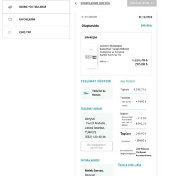 Watsons Ne Ürünü Alabiliyorum Ne De Siparişi İptal Edebiliyorum.