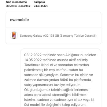Hepsiburada İkinci El Telefonun Yeni Gibi Satılması Şikayeti