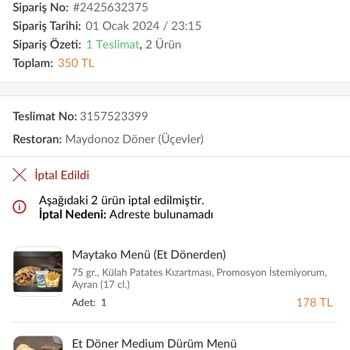 Trendyol Yemek Siparişim Ulaşmadı Ve Ücret İadesi Yapılmadı