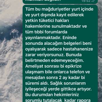 Özel Ekol Hastanesi (İzmir) Ameliyat Sonrası Yaşanan Sağlık Sorunları Ve Mağduriyet