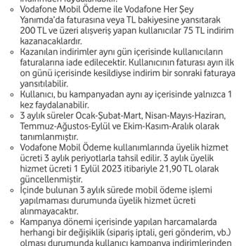 Vodafone Her Şey Yanımda Alışveriş İndirimleri Yansıtılmadı!
