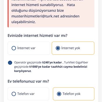 TurkNet Yeni Abonelik Hatası