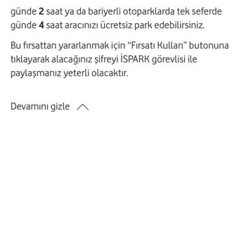 Vodafone İspark Kodu Hatalı Kod