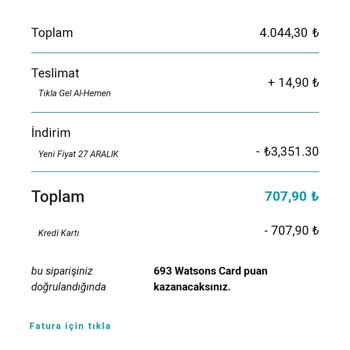 Watsons Teslim Edilmeyen Sipariş