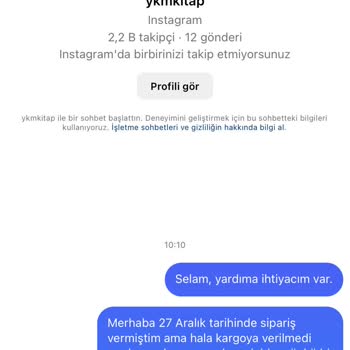YKMkitap Ürünüm Kargolanmadı, İletişim Kurulamıyor!