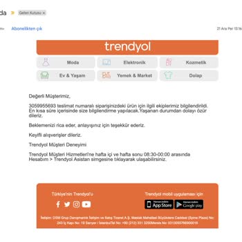 Trendyol Ve Trendyolmilla Kaybolan Sipariş