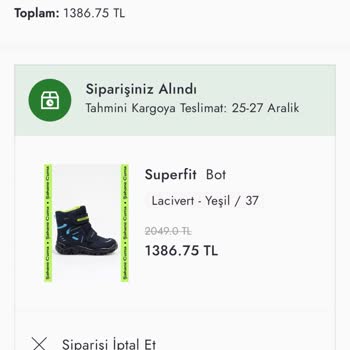 Boyner İnternet Mağazasında Sipariş Edilen Ürünün Temin Edilememesi