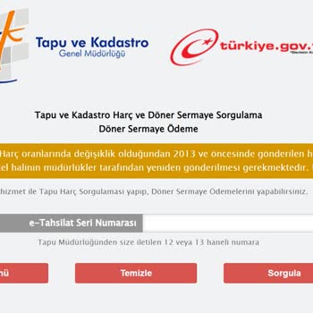 Tapu ve Kadastro Genel Müdürlüğü Tapu Ve Kadastro E-tahsilat Sorunu.