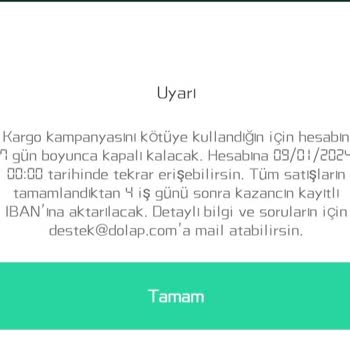 Trendyol Dolap Hesabımı Askıya Aldı