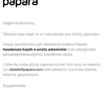 Papara Hesap Erişim Kısıtlaması