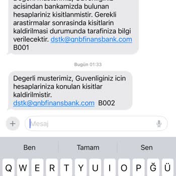 QNB Finansbank Sebepsiz Ve Açıklama Yapmadan Hesap Kısıtlaması