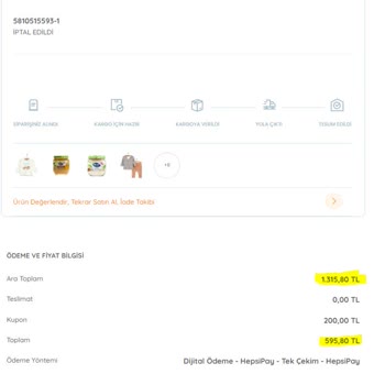 E-bebek'te Siparişim İptal Edildi, İndirimleri Kaybetmiş Oldum.