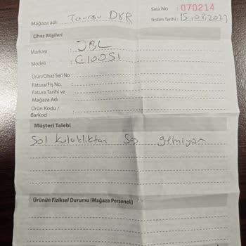 D&R Ankara Taurus AVM'de Satın Alınan Kulaklığın Servis Süreci Hakkında Bilgilendirme Talebi