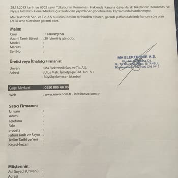 Onvo Teknik Servis Garanti İçin 500 TL Ücret İstendi