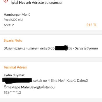 Trendyol Kurye Siparişi İptal Etti